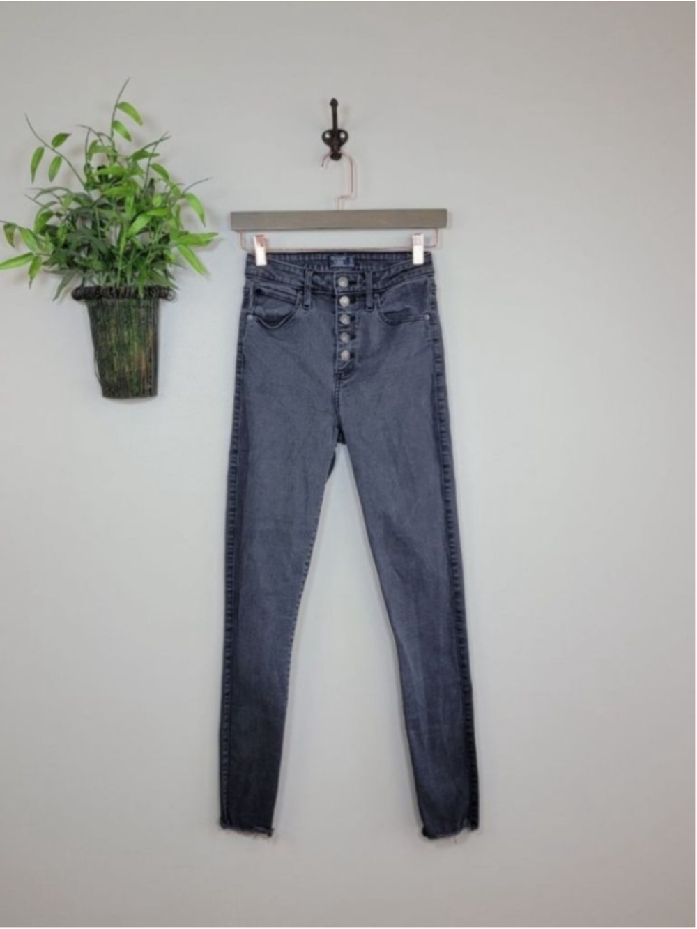 AF 0 Abercrombie & Fitch Curve Love Super Skinny Ankle Jeans High Rise Gray 25